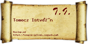 Tomecz István névjegykártya